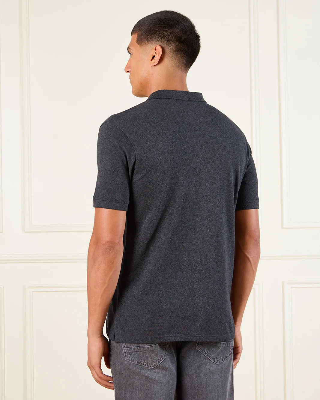 Men Charcoal Basic Polo Shirt sold by Redtag product image thumbnail 3