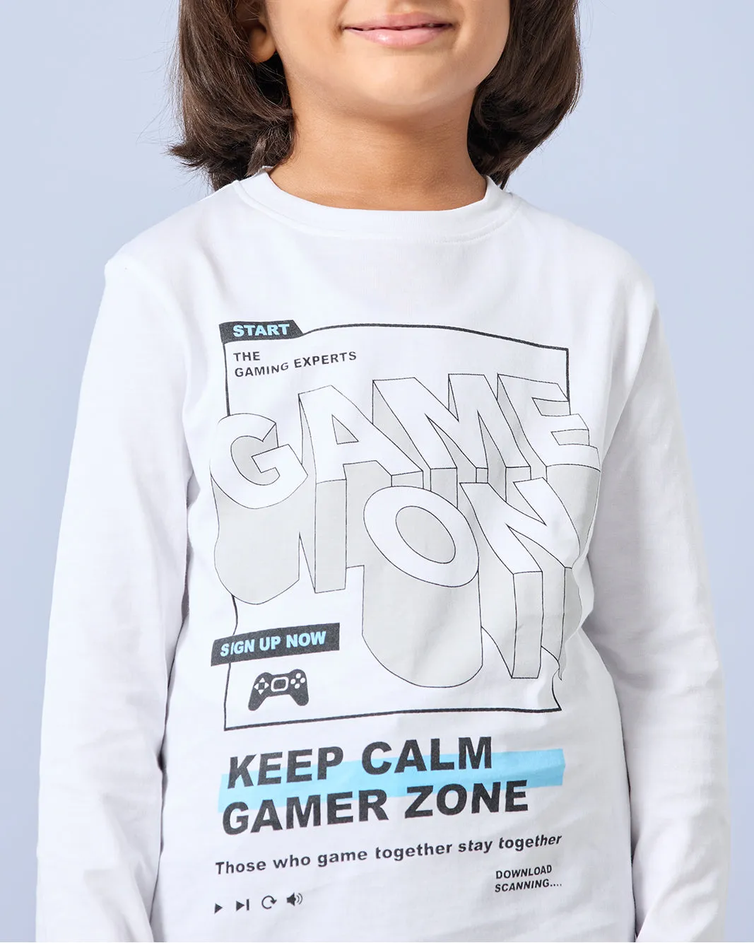 Boys White Game On Print Long Sleeve T-Shirt sold by Redtag product image thumbnail 4