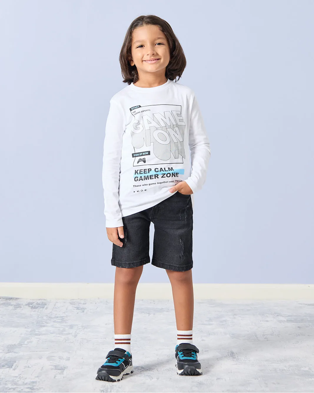 Boys White Game On Print Long Sleeve T-Shirt sold by Redtag product image thumbnail 2