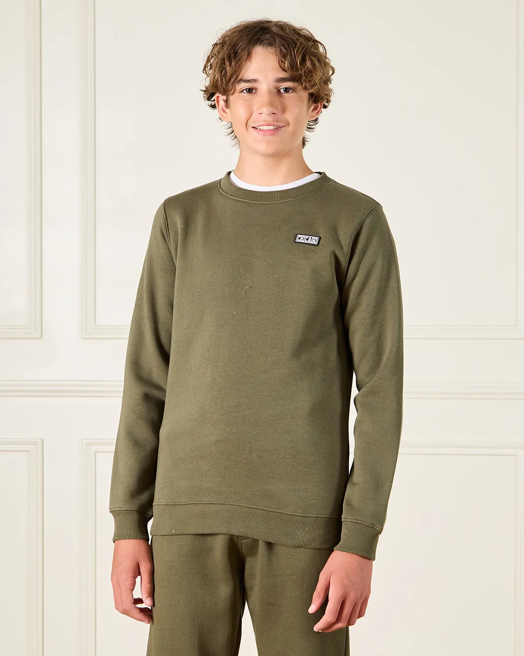 Senior Boys Olive Plain Sweatshirt sold by Redtag product image thumbnail 5