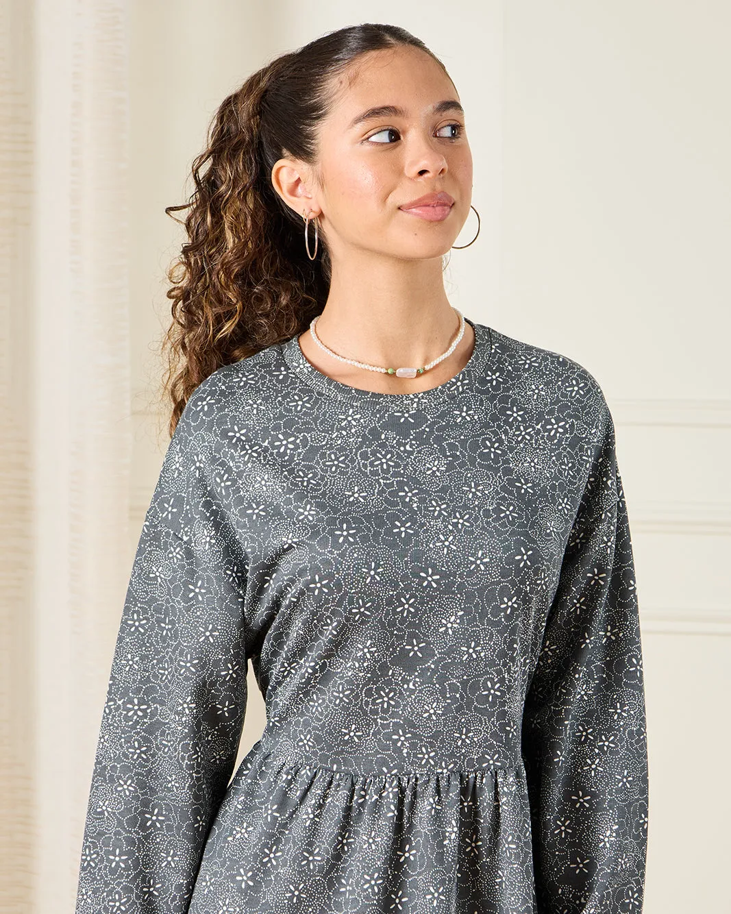 Senior Girls Grey Floral Print Dress sold by Redtag product image thumbnail 4