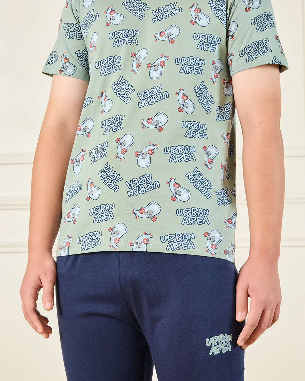 Senior Boys Green Urban Area All Over Print Night Suit Set (2 Piece) sold by Redtag product image thumbnail 4