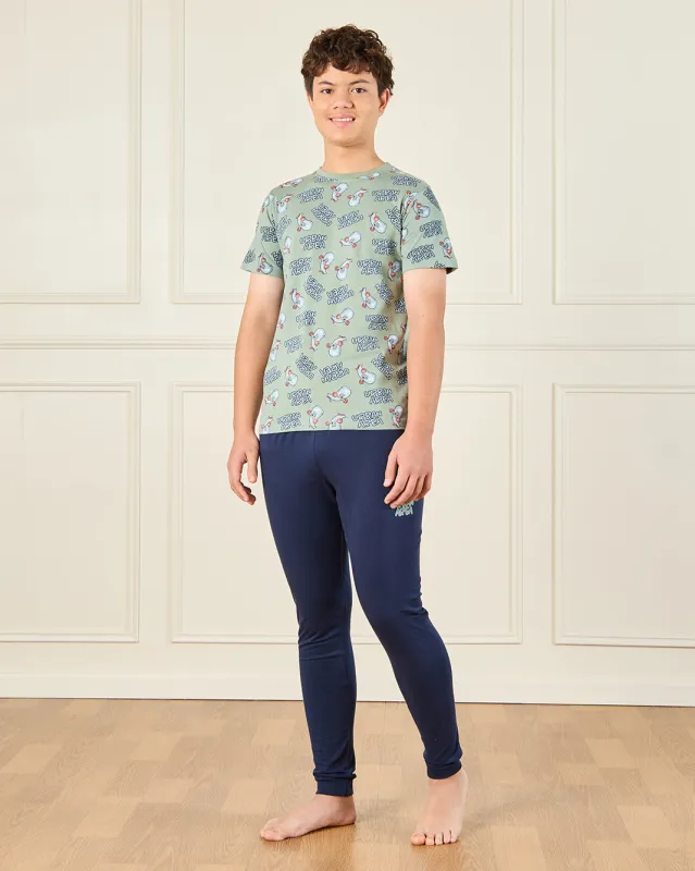 Senior Boys Green Urban Area All Over Print Night Suit Set (2 Piece) sold by Redtag