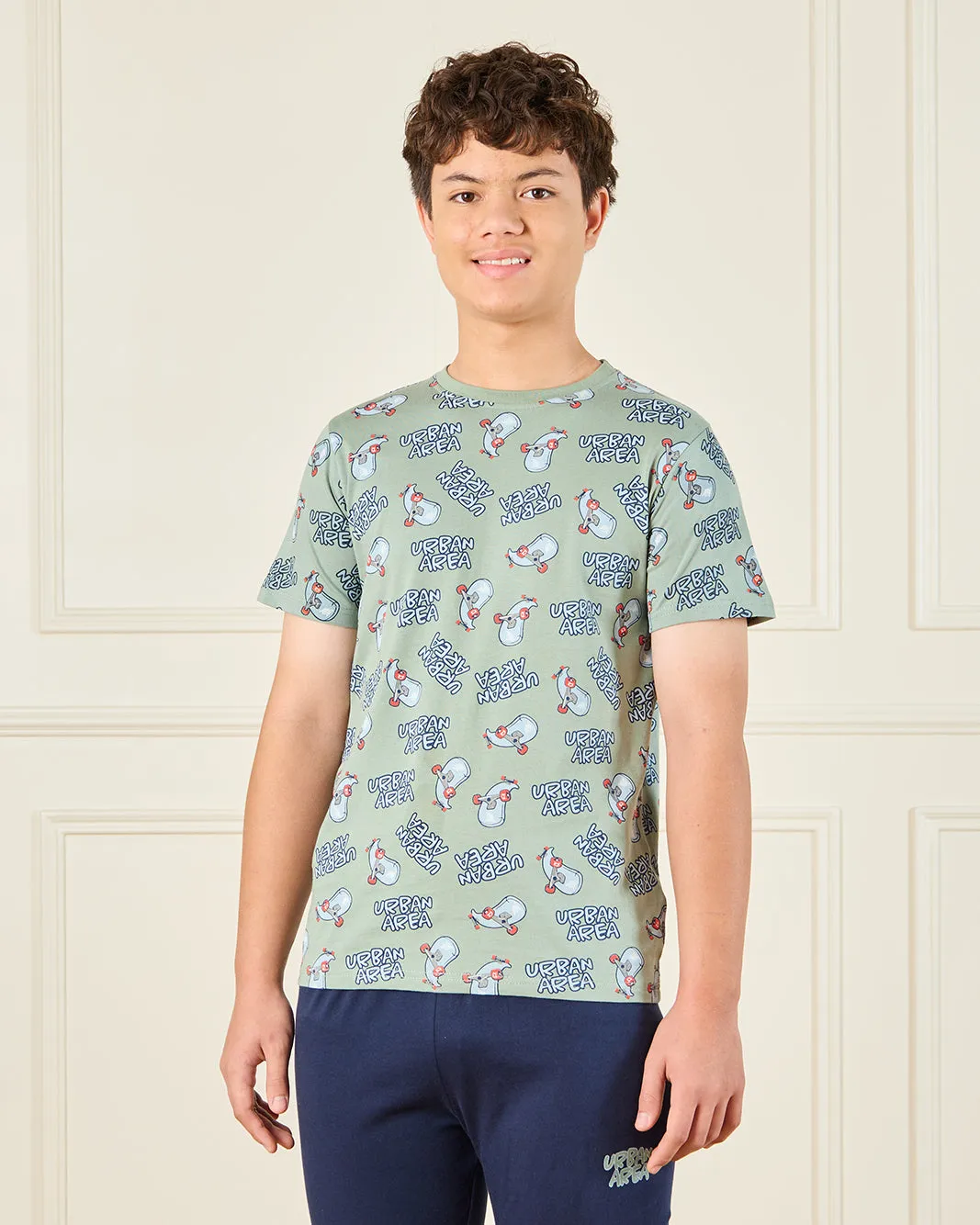 Senior Boys Green Urban Area All Over Print Night Suit Set (2 Piece) sold by Redtag product image thumbnail 2