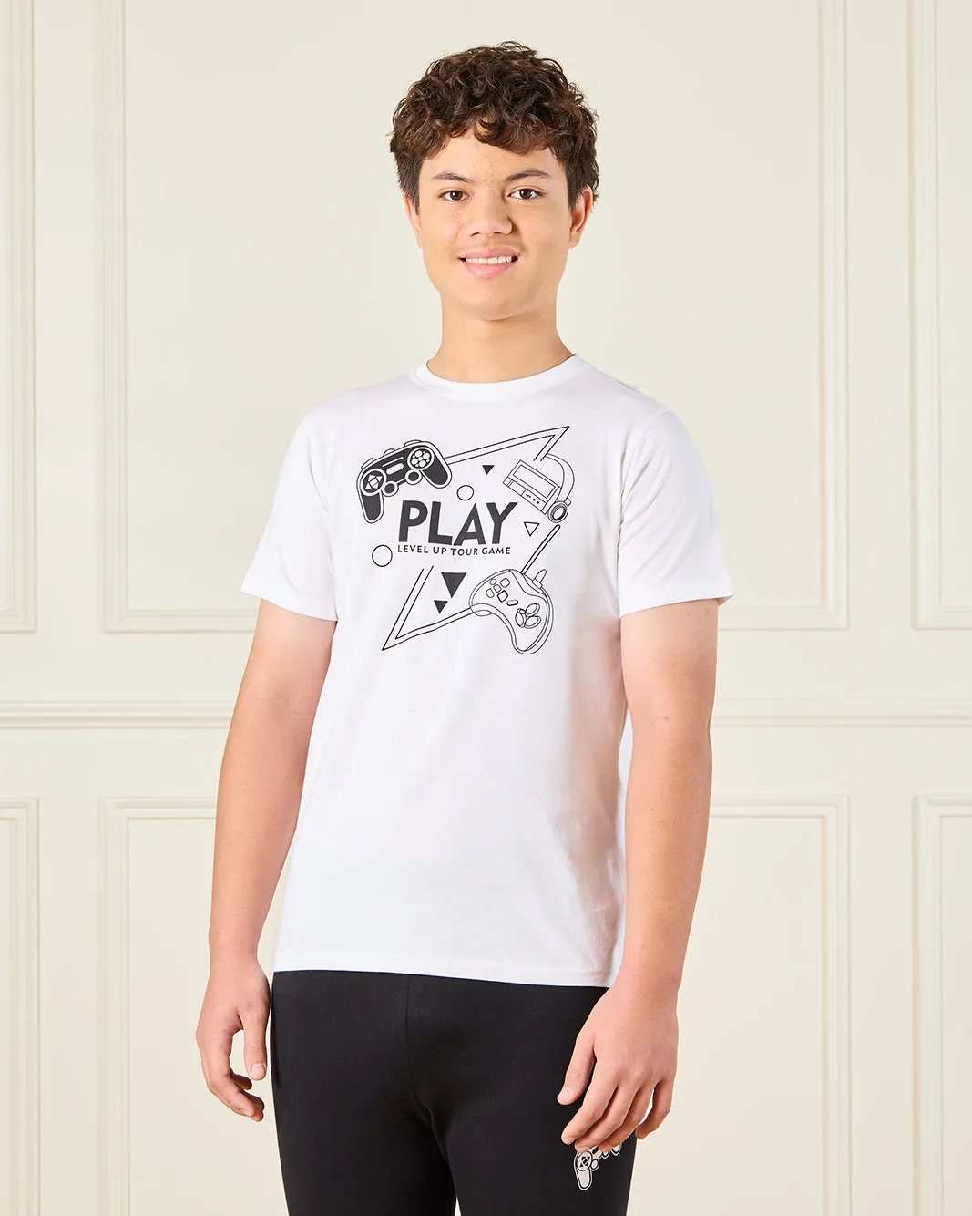 Senior Boys White Gaming Night Suit Set (2 Piece) sold by Redtag product image thumbnail 2