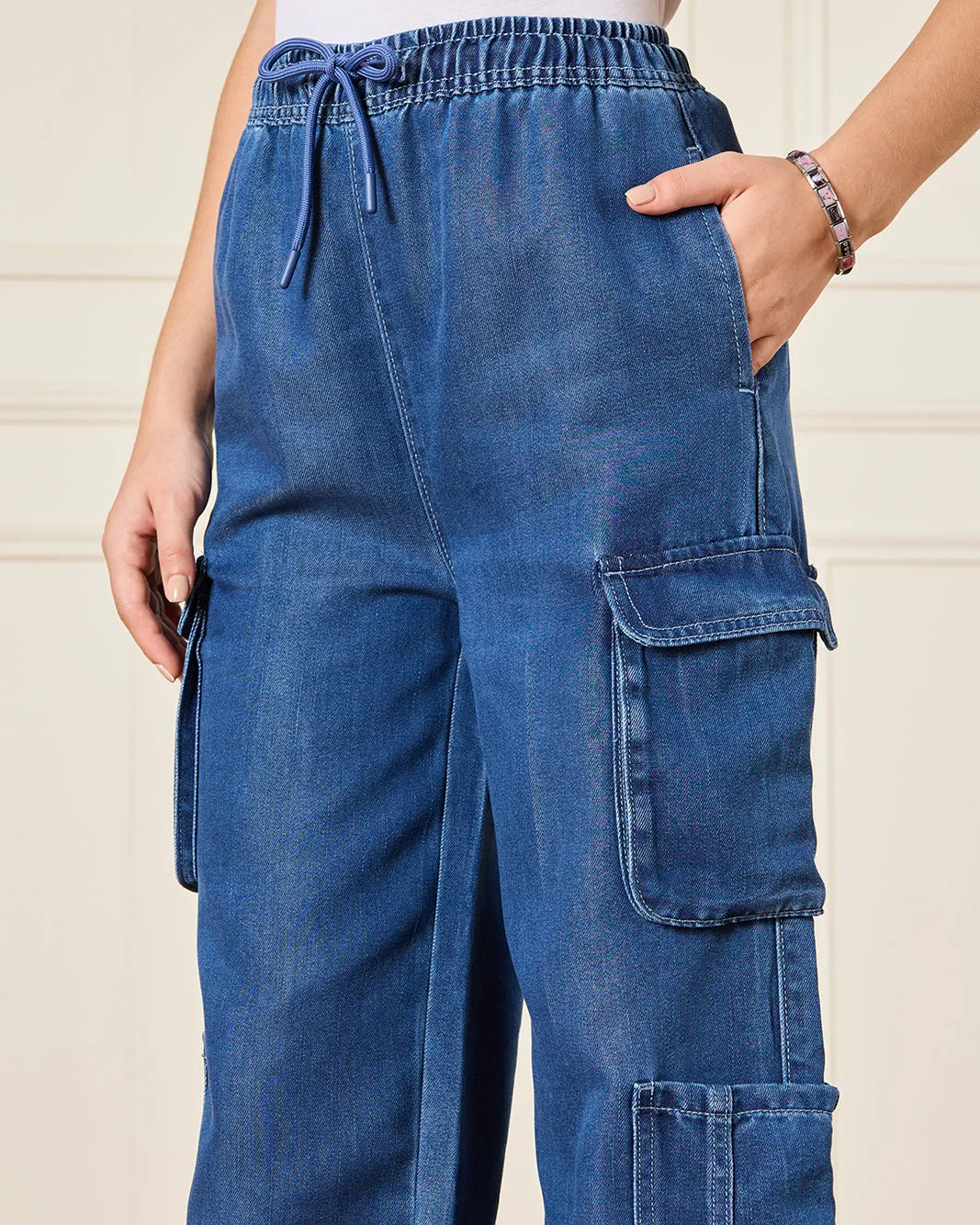 Senior Girls Blue Cargo Pull on Pants sold by Redtag product image thumbnail 4