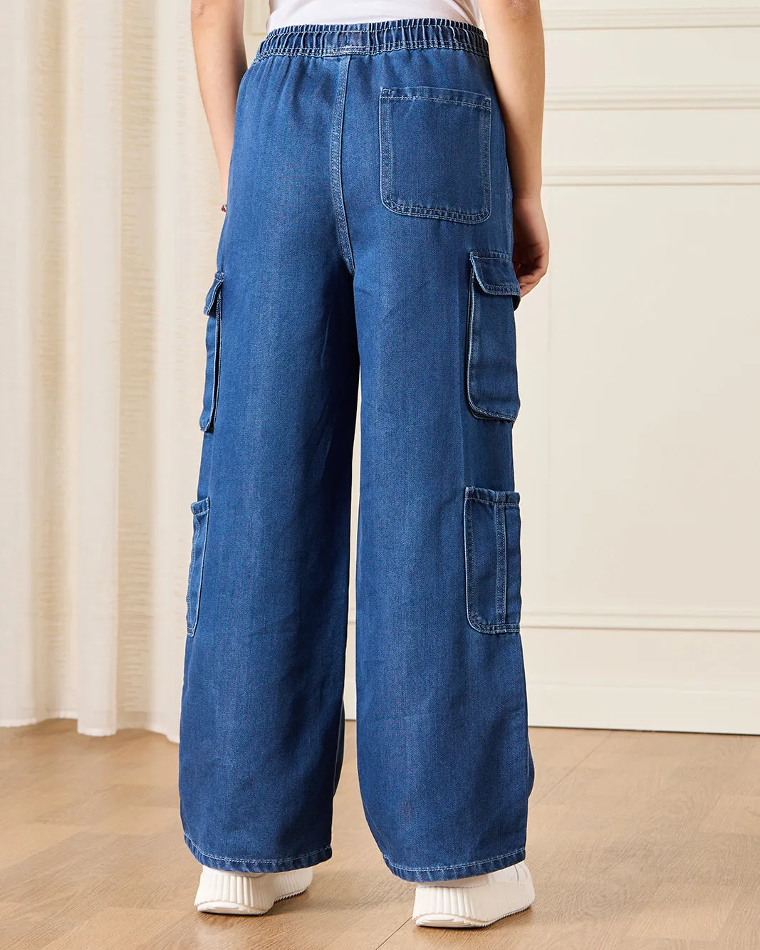 Senior Girls Blue Cargo Pull on Pants sold by Redtag product image thumbnail 3
