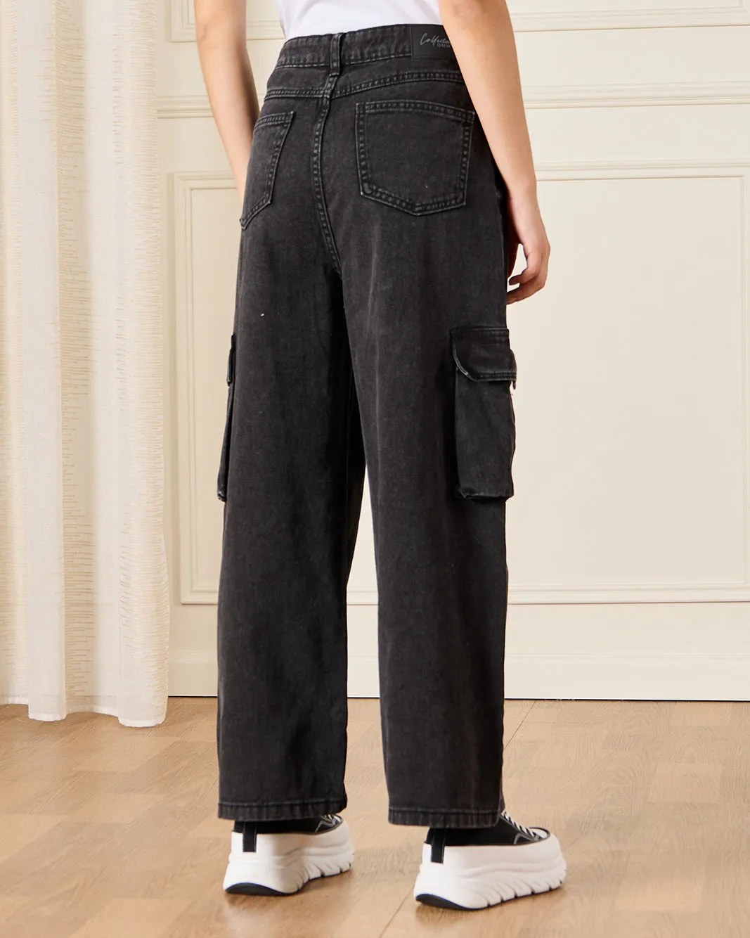 Senior Girls Black Cargo Pocket Jeans sold by Redtag product image thumbnail 3
