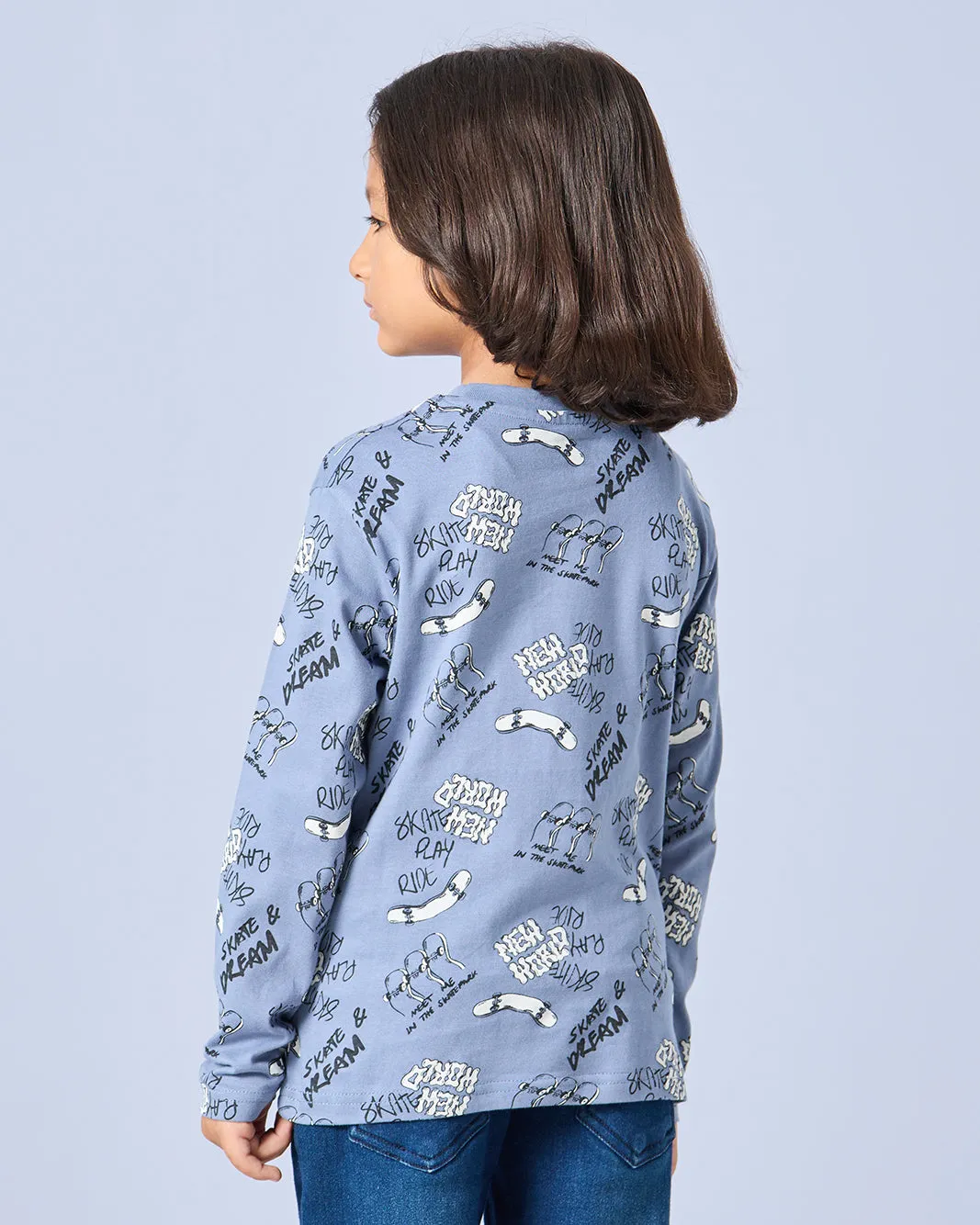 Boys Blue Printed T-Shirt sold by Redtag product image thumbnail 3