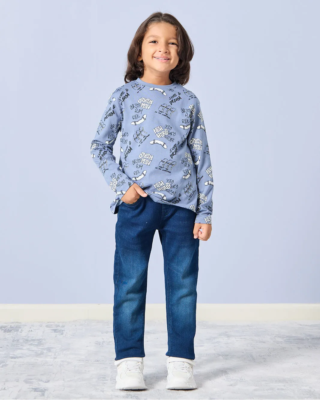 Boys Blue Printed T-Shirt sold by Redtag product image thumbnail 2