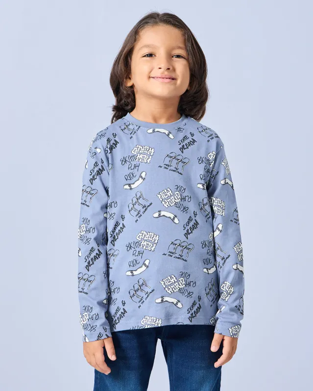 Boys Blue Printed T-Shirt sold by Redtag