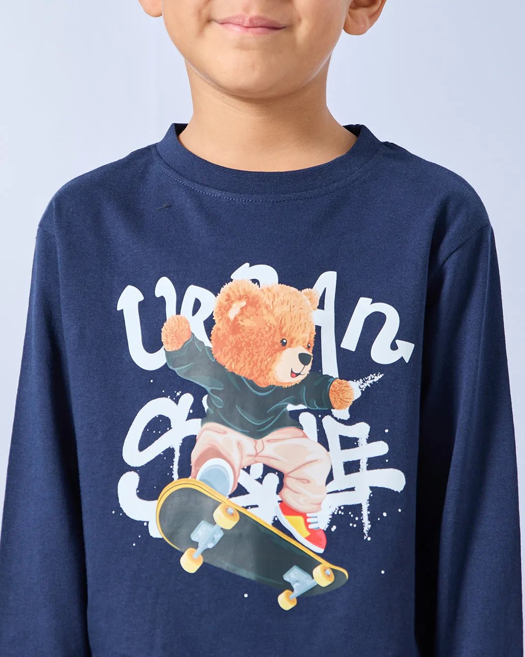 Boys Navy Urban Skate Print T-Shirt sold by Redtag product image thumbnail 4
