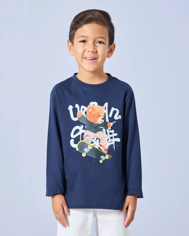 Boys Navy Urban Skate Print T-Shirt sold by Redtag