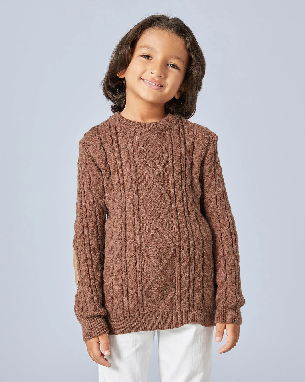 Boys Brown Elbow Patch Brown Sweater sold by Redtag