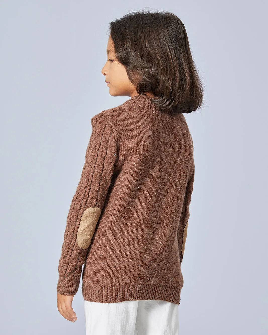 Boys Brown Elbow Patch Brown Sweater sold by Redtag product image thumbnail 3