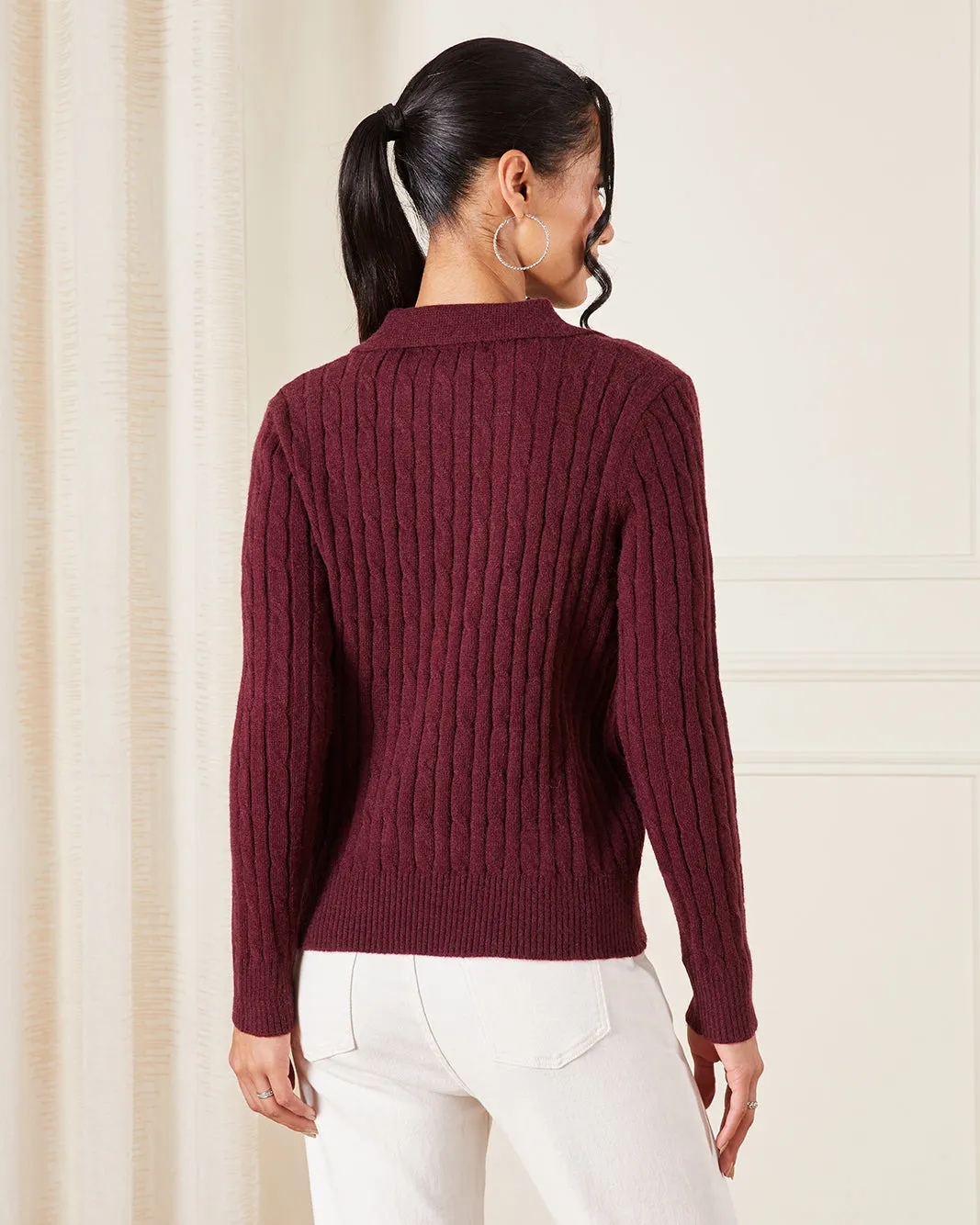 Women Burgundy Knitted Top sold by Redtag product image thumbnail 3