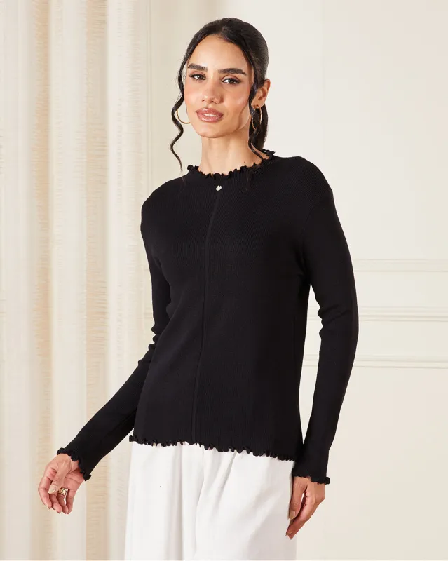 Women Black Knitted Top sold by Redtag