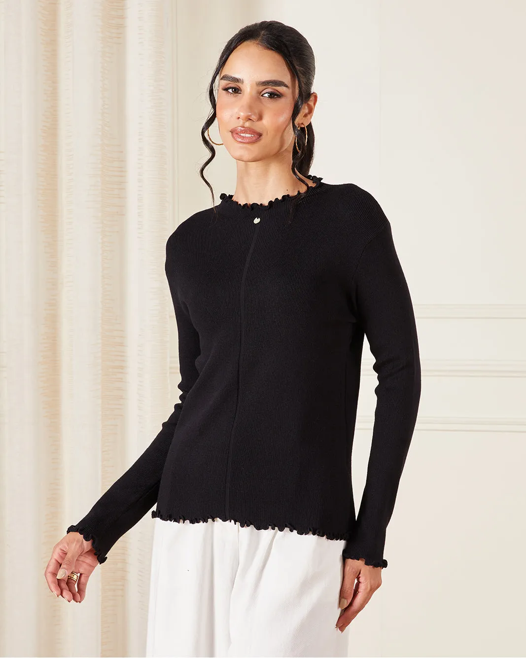 Women Black Knitted Top sold by Redtag