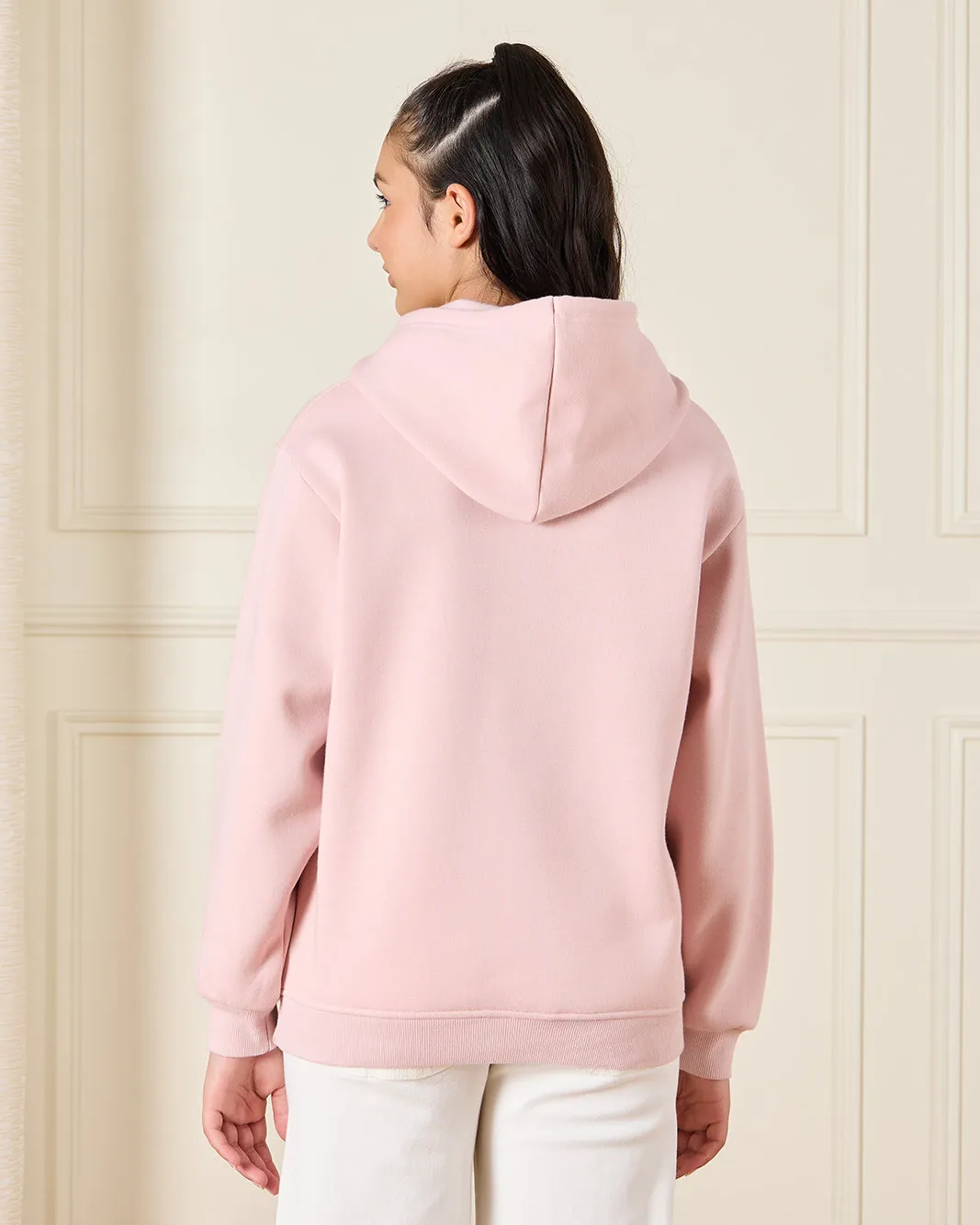 Senior Girls Pink Hooded Sweatshirt Embellished With Bow sold by Redtag product image thumbnail 3