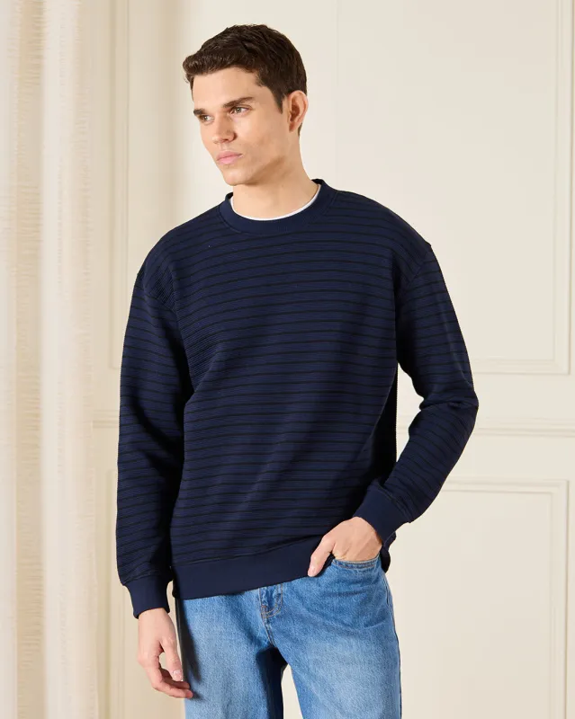 Men Navy Striped Lounge T-Shirt sold by Redtag