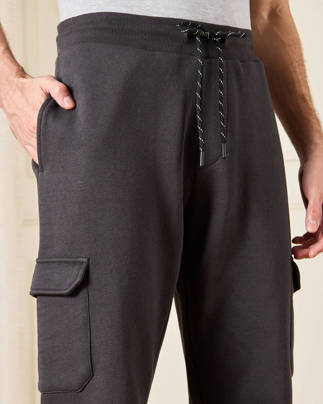 Men Charcoal Cargo Jogger Pants sold by Redtag product image thumbnail 4