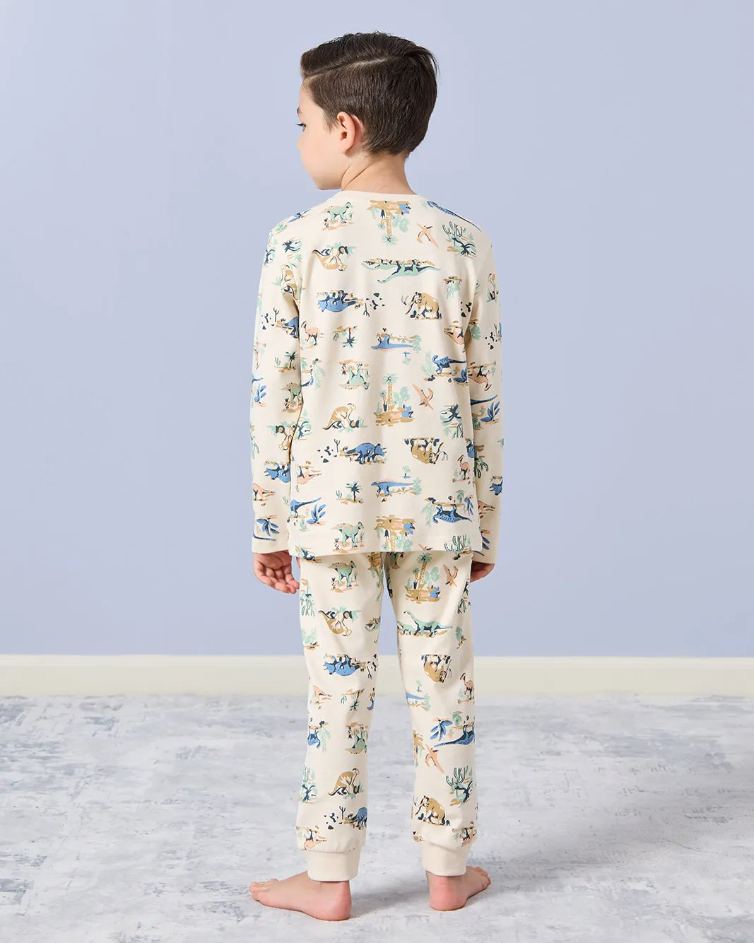 Boys Beige Dino Print Pyjama Set (2 Piece) sold by Redtag product image thumbnail 4
