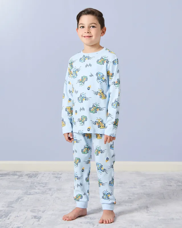 Boys Blue Cars Print Pyjama Set (2 Piece) made by Redtag