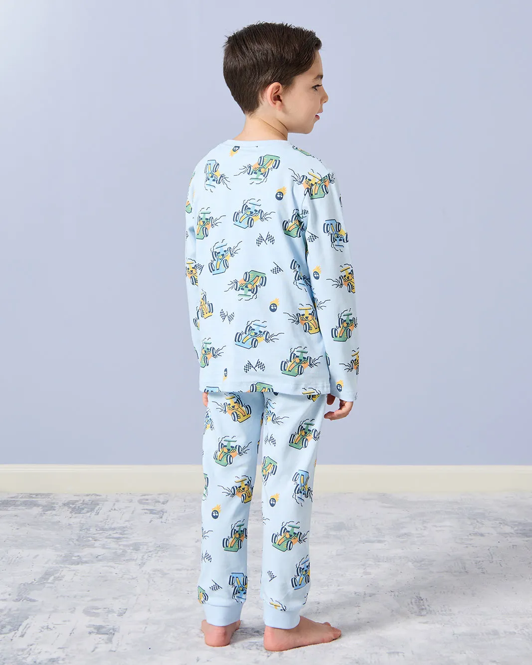 Boys Blue Cars Print Pyjama Set (2 Piece) sold by Redtag product image thumbnail 4