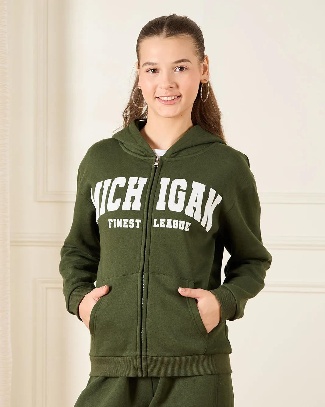 Senior Girls Green Hooded Sweatshirt sold by Redtag