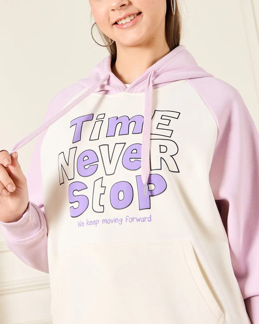 Senior Girls White And Purple Oversize Hooded Sweatshirt sold by Redtag product image thumbnail 4