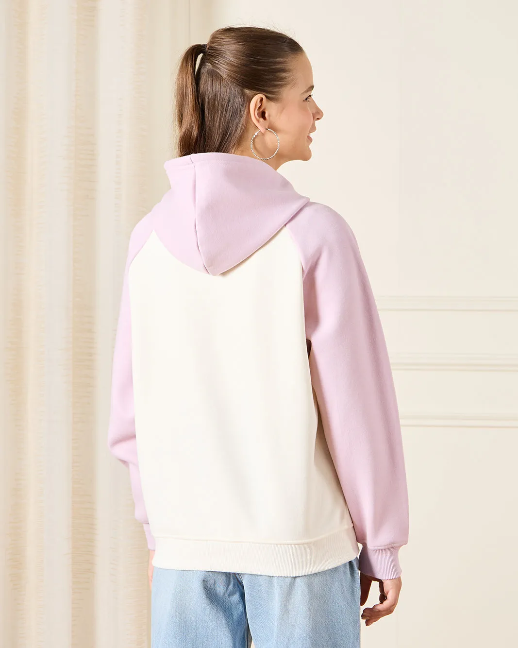 Senior Girls White And Purple Oversize Hooded Sweatshirt sold by Redtag product image thumbnail 3