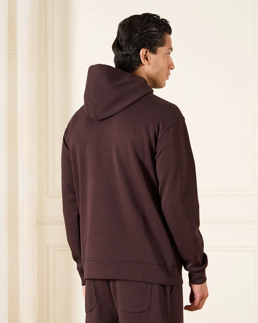Men Brown Lounge Hoodie Sweatshirt sold by Redtag product image thumbnail 3