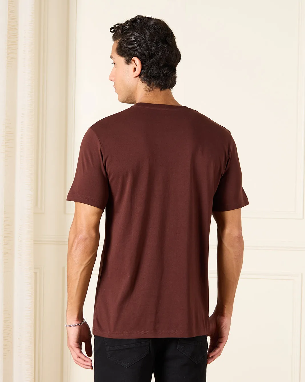 Men Burgundy Basic Graphic T-Shirt sold by Redtag product image thumbnail 3