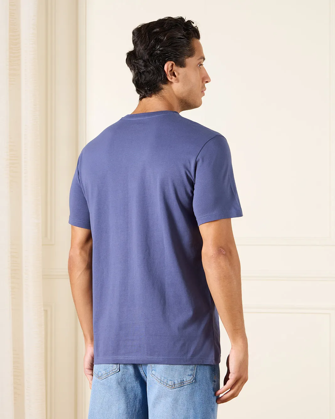 Men Purple Basic Graphic T-Shirt sold by Redtag product image thumbnail 3