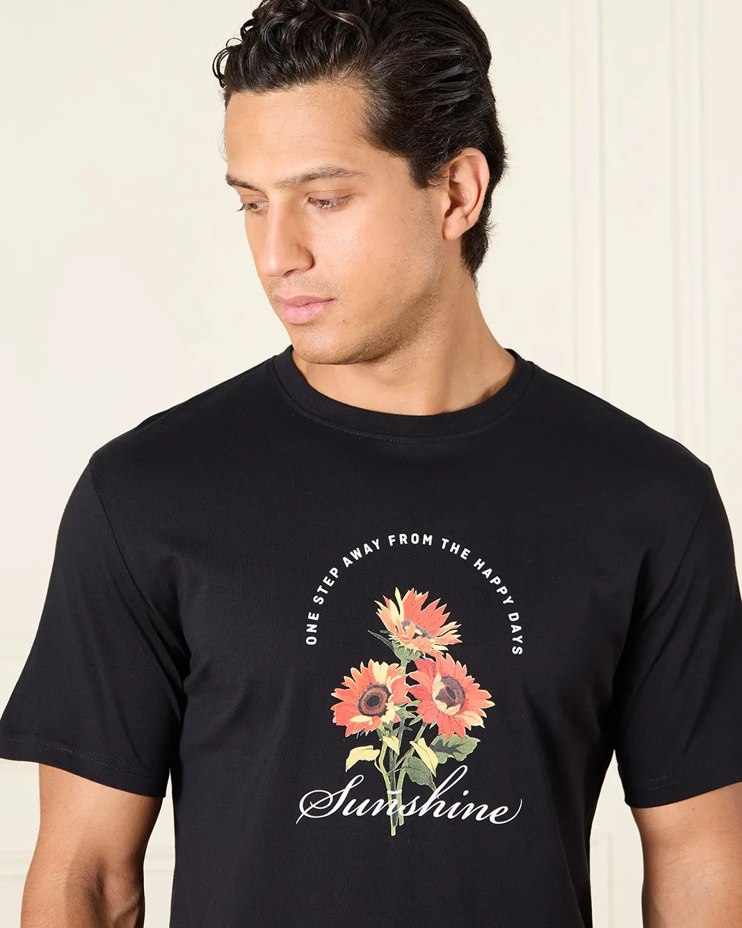 Men Black Basic Graphic T-Shirt sold by Redtag product image thumbnail 4