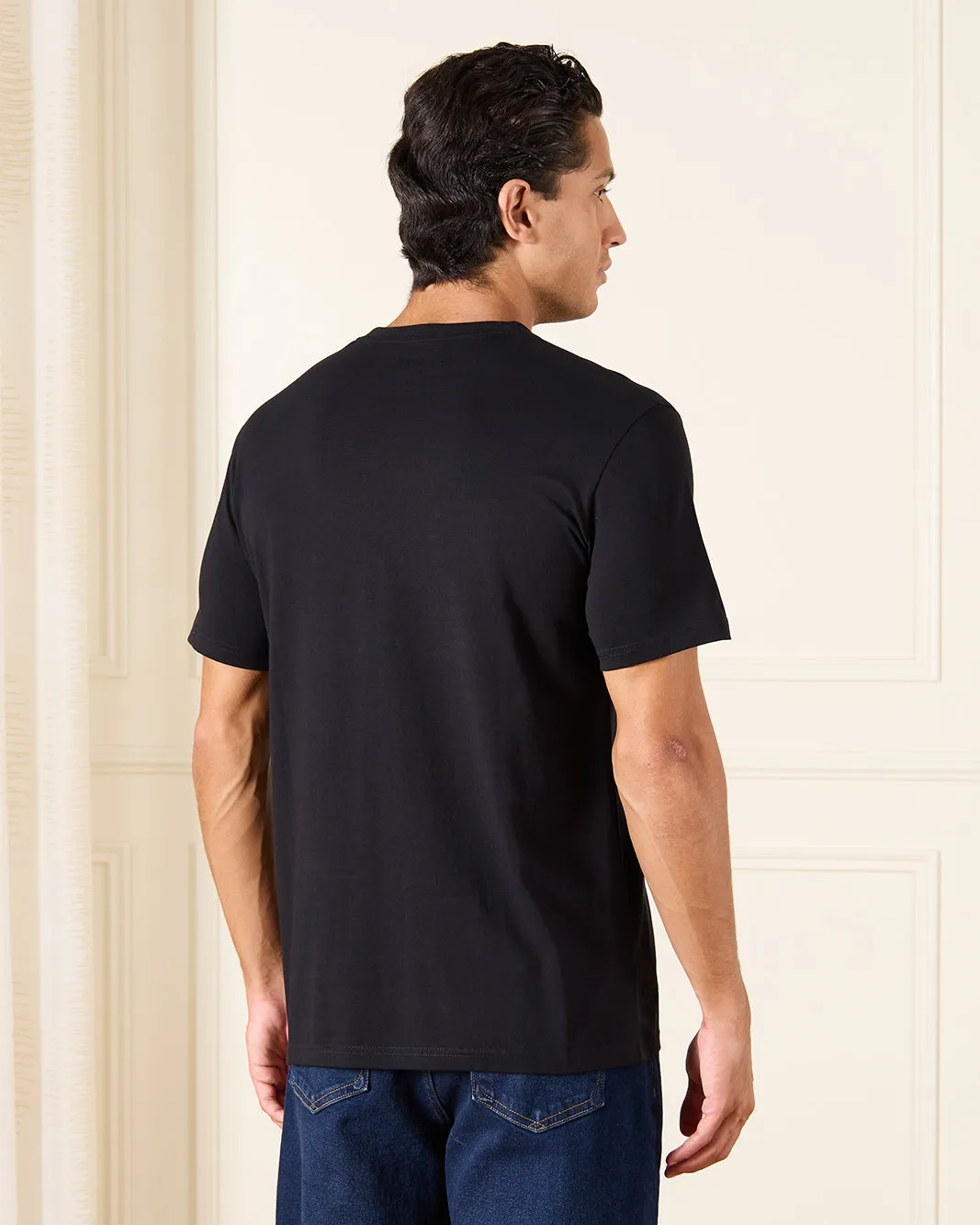 Men Black Basic Graphic T-Shirt sold by Redtag product image thumbnail 3