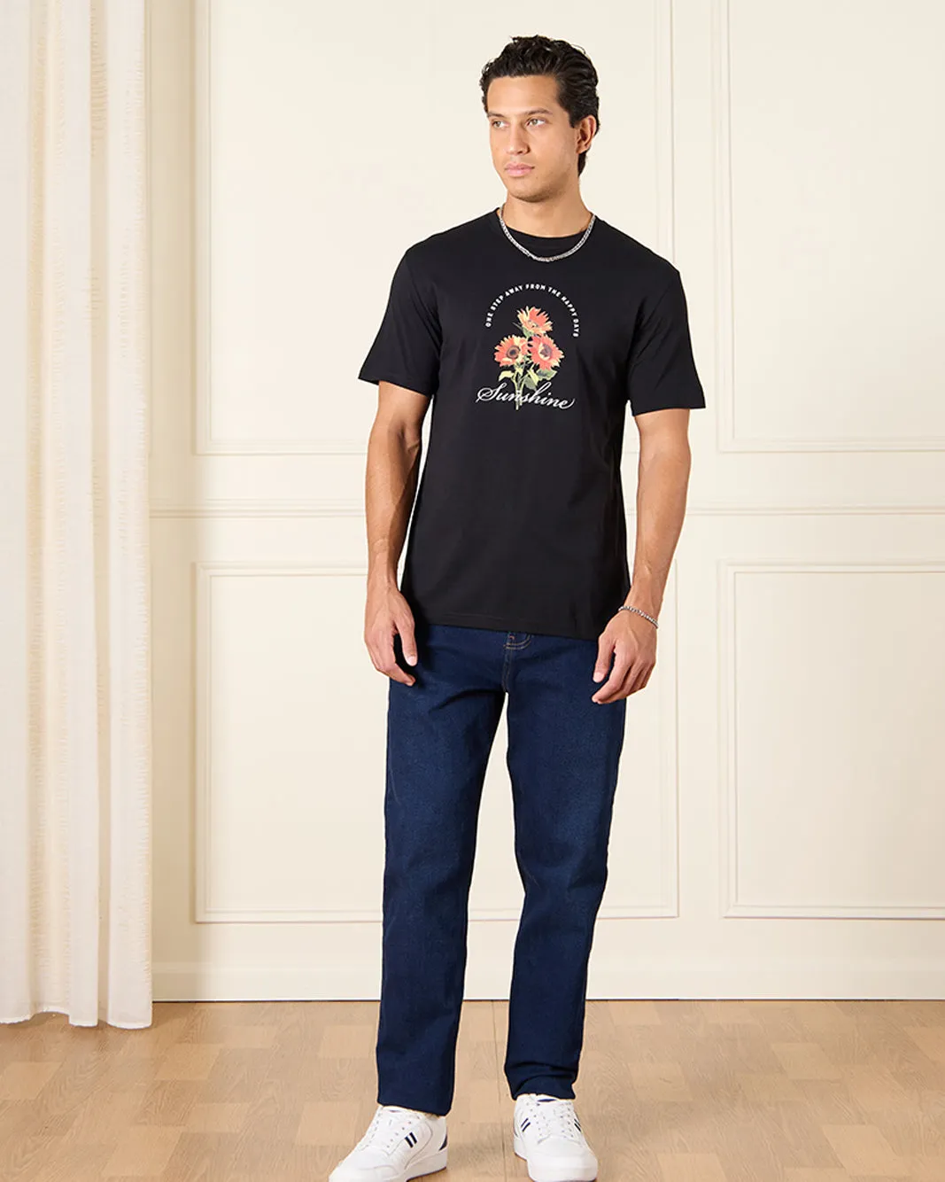 Men Black Basic Graphic T-Shirt sold by Redtag product image thumbnail 2