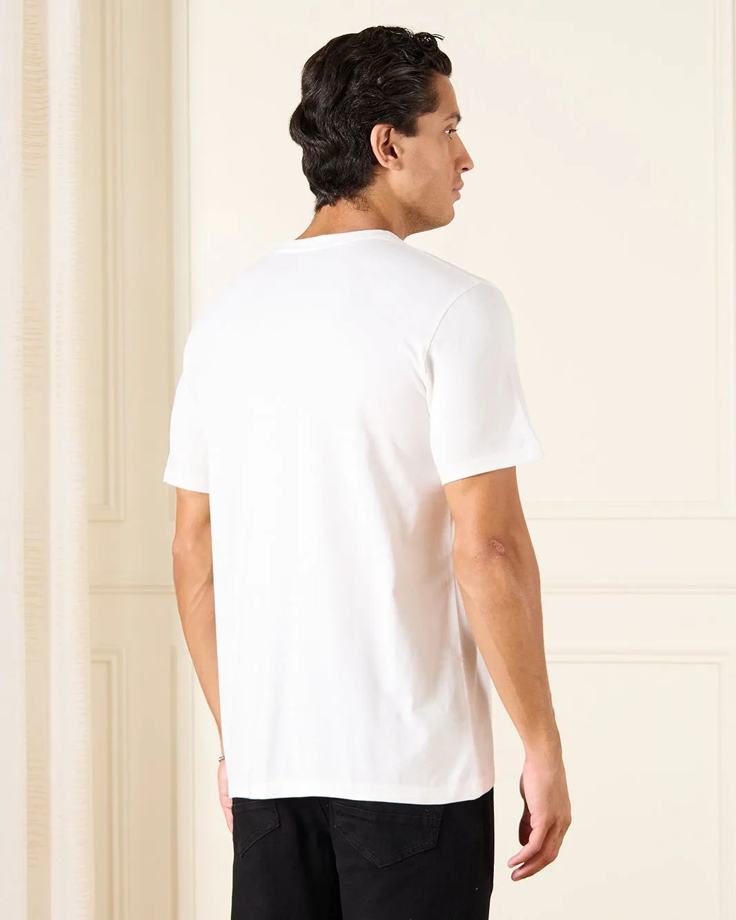 Men White Basic Graphic T-Shirt sold by Redtag product image thumbnail 3