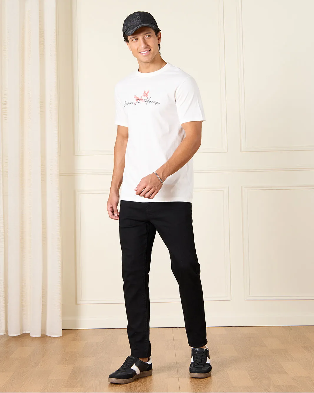 Men White Basic Graphic T-Shirt sold by Redtag product image thumbnail 2
