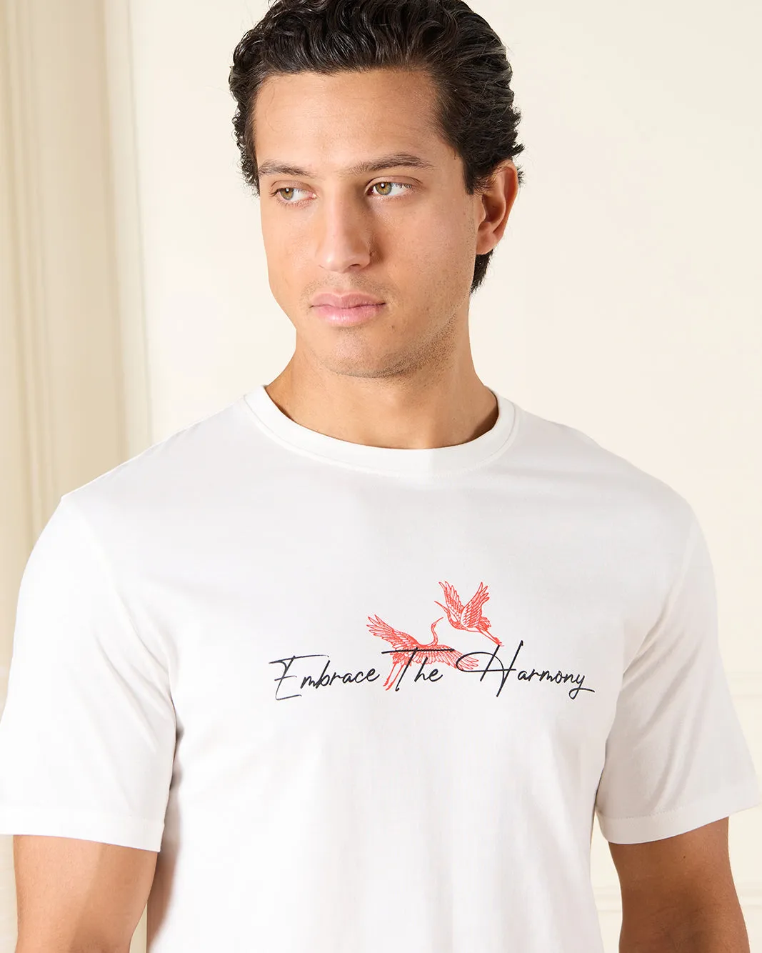 Men White Basic Graphic T-Shirt sold by Redtag product image thumbnail 4