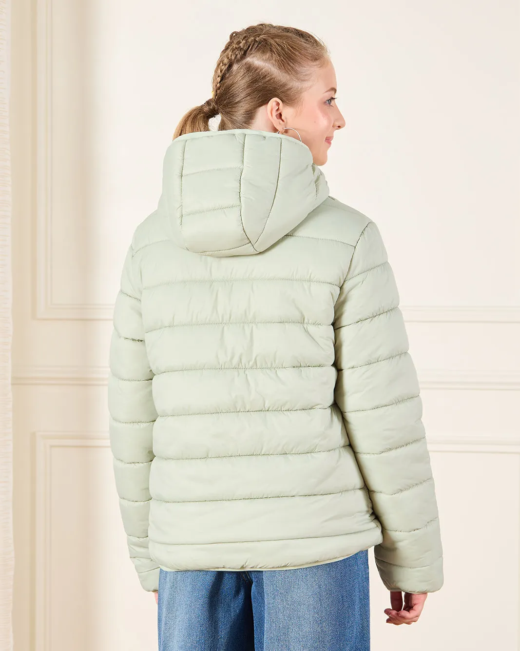 Senior Girls Green Padded Hooded Jacket sold by Redtag product image thumbnail 3