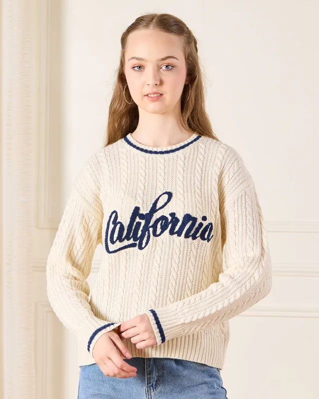 Senior Girls Beige Knitted Pullover sold by Redtag