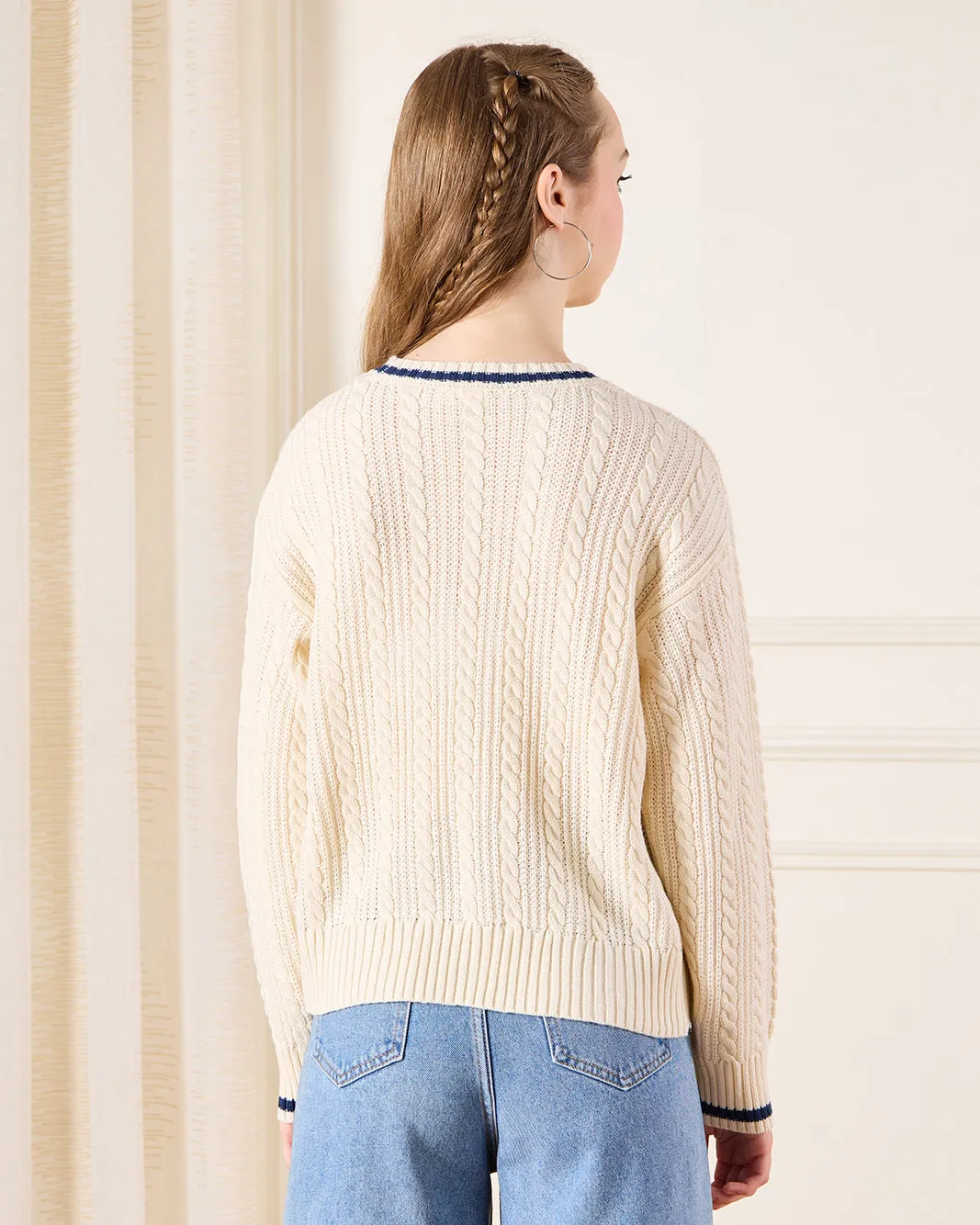 Senior Girls Beige Knitted Pullover sold by Redtag product image thumbnail 3