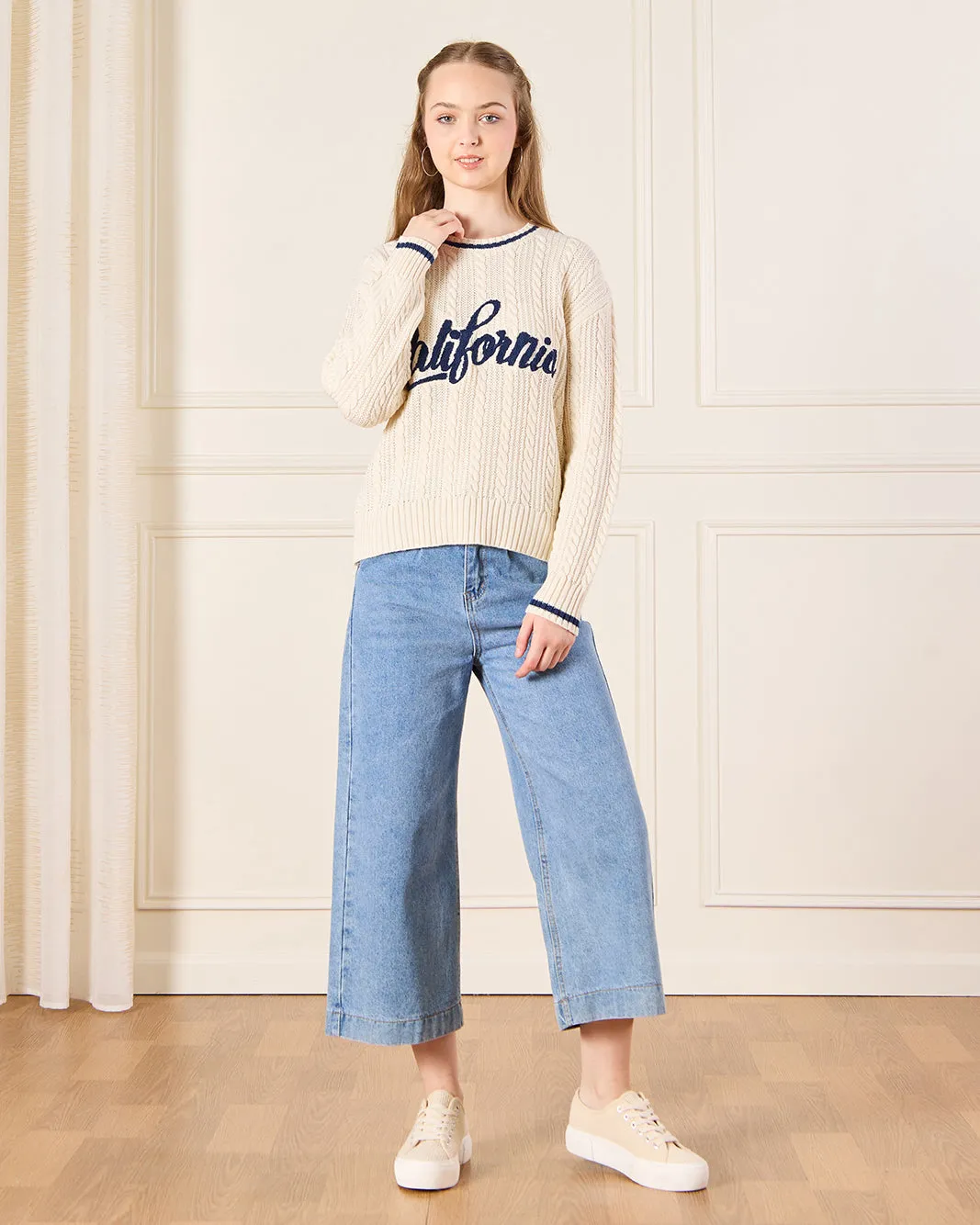 Senior Girls Beige Knitted Pullover sold by Redtag product image thumbnail 2