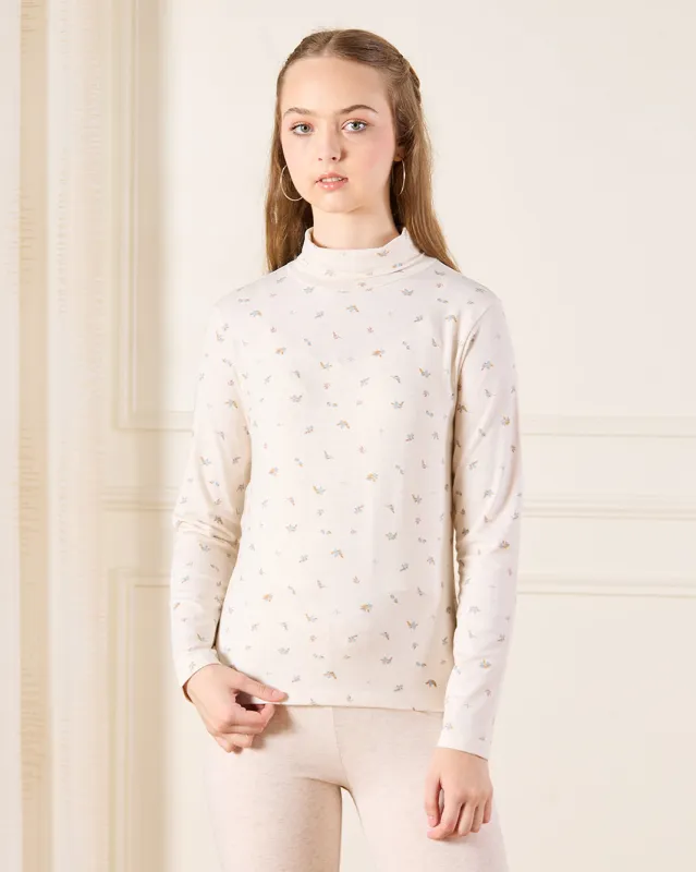 Senior Girls Beige Printed T-Shirt sold by Redtag