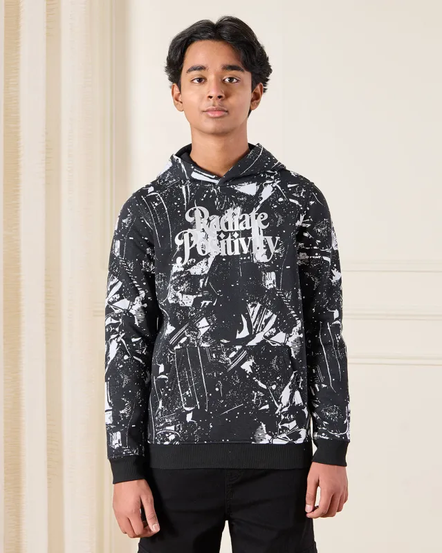 Senior Boys Black Printed Sweatshirt sold by Redtag