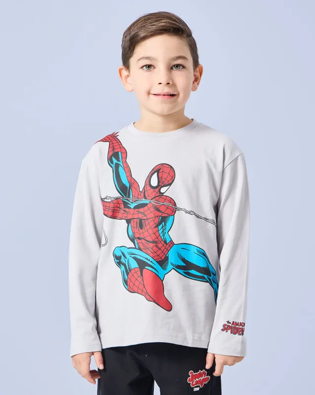 Boys Grey Spiderman Print T-Shirt sold by Redtag