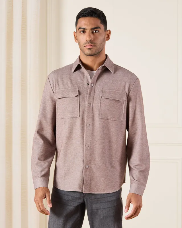 Men Beige Dobby Shirt sold by Redtag