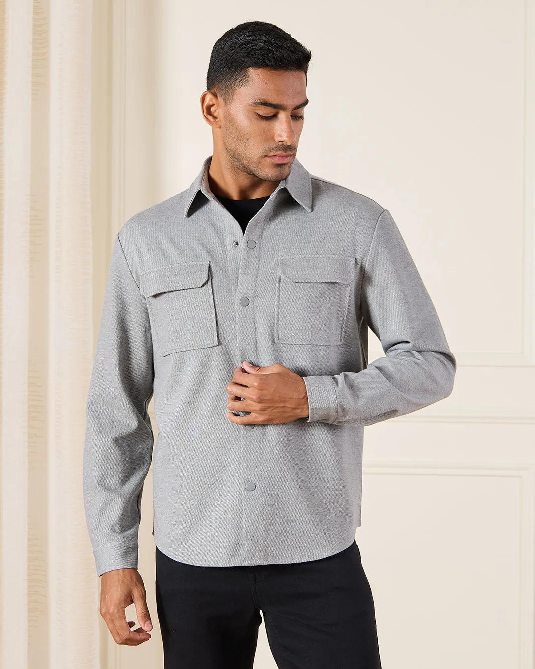 Men Grey Dobby Shirt sold by Redtag