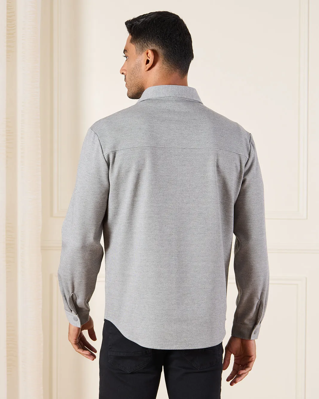 Men Grey Dobby Shirt sold by Redtag product image thumbnail 3